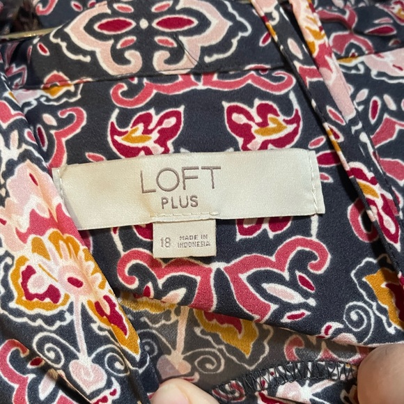 LOFT Pink and Blue Long Sleeve Sheath Dress - Picture 5 of 5